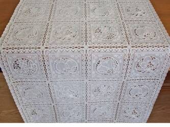 Vinyl lace table runner 50 FELICITA 5011A WHITE