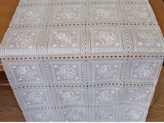 Vinyl lace table runner 50 FELICITA 5012A WHITE