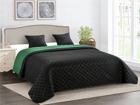 Bedspread VIGO II 220x240+2/40x40,  013/ BOTTLE GREEN-BLACK