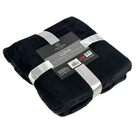 Blanket LUNA 150x200 BLACK, microfiber flannel 240 gsm