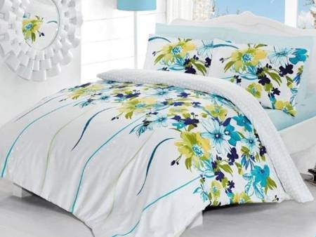 Cotton bedding Satin VALENTINI 160X200+2/70X80 TUAL TURQUOISE