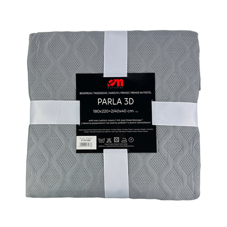 Bedspread PARLA 3D 220x240+2/40x40, SY-7653 LIGHT GREY