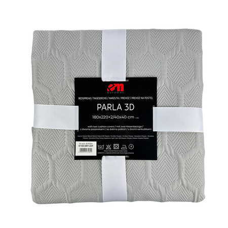 Bedspread PARLA 3D 180x220+2/40x40,SY-7653 LIGHT GREY